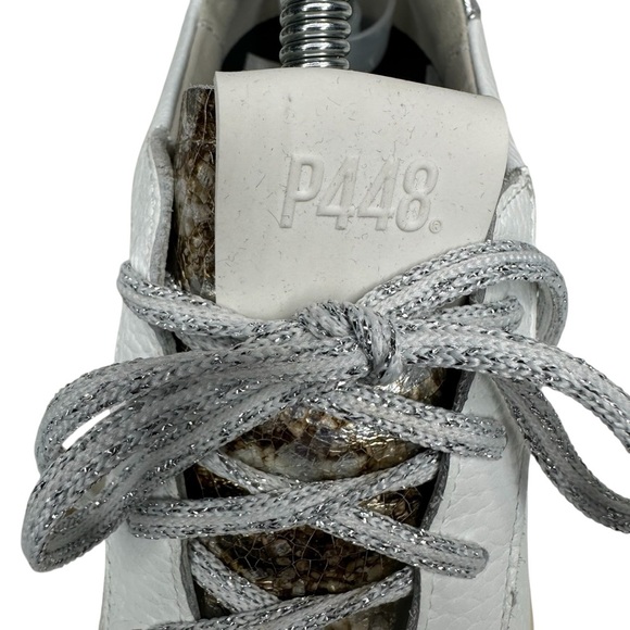 NWOT P448 Jack Perforated Low Top Sneaker in White/ Dakar. Sz: EU 38/US 8.5-9 - Picture 7 of 15